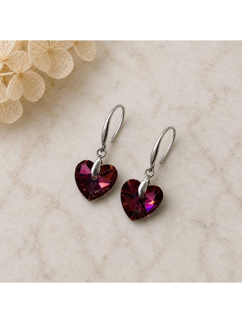 Vintage Heart Earrings Pink Drop Y2K Jewelry Made‎ with Swarovski Crystal